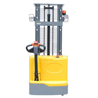 China Equipamento profissional de elevação de materiais Walkie Full Electric Stacker 1500kg 2000kg Electric Lifting Workshop Trolley à venda