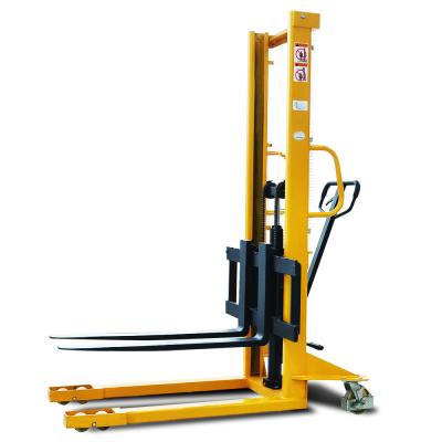 China Channel Steel 1100mm Fork 1.6m Straddle Manual Pallet Stacker for sale