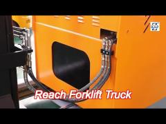 stand-on type for large capacity high lift reach stacker trucks