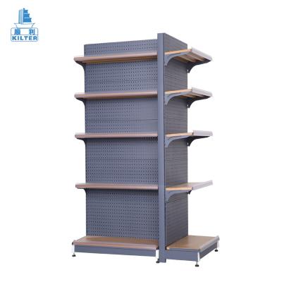 China Single Sided / Double Sided Wanshun Supermarket Shelf In Bangkok Store Dimensions Angle Steel for sale