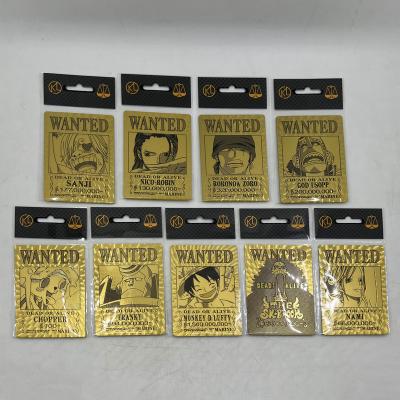 China Japan 9 designs Japan plastic anime gold card one piece wanted collectible banknotes for decoration Luffy souvenir cosplay gifts for sale