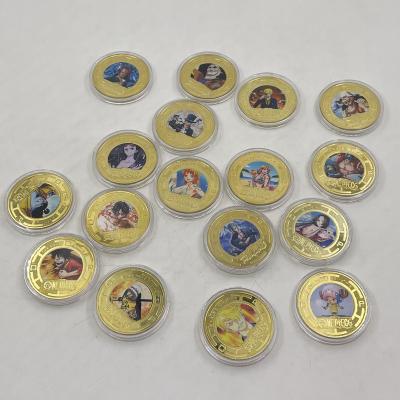 China Japan 17 Types Japanese Grandista Monkey D Luffy Grandline One Piece Men Luffy Anime Gold Plated Coins Home Decor for sale