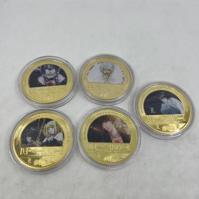 China Cosplay Commemorative Coins Ryuk L Yagami Light Gold Coins Souvenir Coin Gifts Collectible Japan Anime Death-note Toys Japan for sale