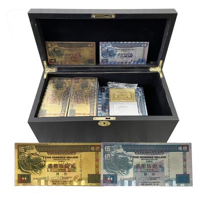 China Chinese Banknote China FIVE HUNDRED MILLION HONG KONG gold and silver lion 5000000000 dollars with interesting wooden box for gift collection for sale