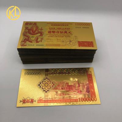 China Africa Super Dargon 1 Million Hong Kong Dollars Gold Banknote With Nice UV Light For Collection for sale