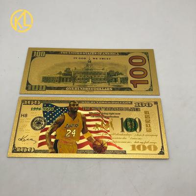 China Europe 8 Types Kobe Bryant Collectible Gold Color Banknote Colored American Silver Dollar Banknote Commemorative Gifts for sale