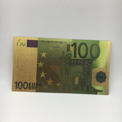 China European Patriotism Gifts 999 Gold Plated Euro 100 Banknote Money For Home Decoration for sale