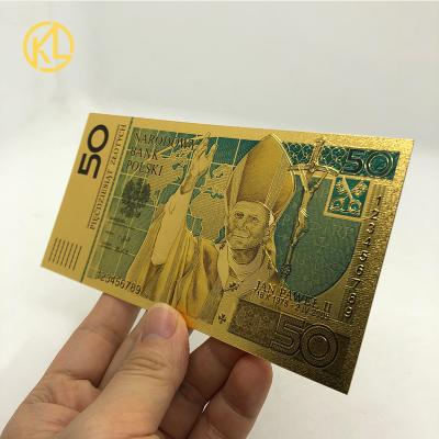 China Pope John Paul II Poland Memorial 10 KL Gold Plated 20 50 100 200 500 PLN Poland Banknote For Collection And Souvenir Gifts for sale