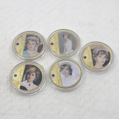 China 2022 UK Europe UK Diana Princess Gold Plated Commemorative Coin Celebrity Travel Collectable Gifts for sale