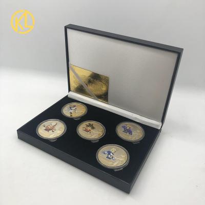 China Japan 5 PCs Dragon Ball Gold Plated Coins Collectibles with Japanese Coin Holder Challenge Coin Set Original Medal Gift with Gift Box for sale