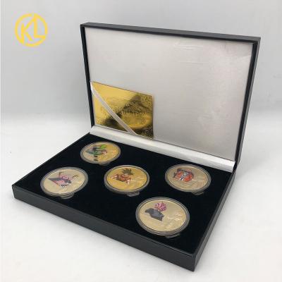 China Japan 5 Pcs Dragon Ball Z Gold Plated Coins Sun Wukong Collectibles With Gift Box Nice Challenge Coin for sale