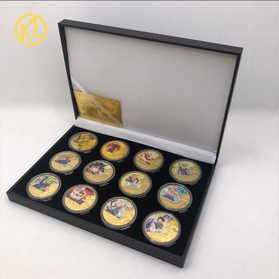 China Japan 12pcs/Set Dragon Ball Z Gold Plated Metal Coins With Nice Gift Box Collectibles Japan Challenge Coin for sale