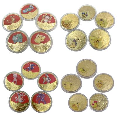 China Hot Japan 28 Types Pocket Cute Animal Metal Coin Anime Monsters Digital Gold Plated Coins Collectibles pokeman pikachu for kid gift for sale