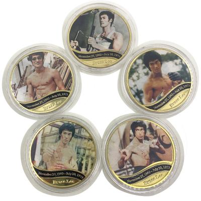 China Europe Famous Person Bruce Lee Challenge Coin Chinese Star Fashion Gold Coin Gifts Commemorative Celebrity Collectible Souvenir 5types for sale