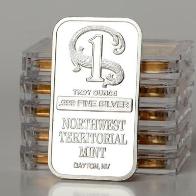 China Northwest Territorial Mint Bullion One Troy Ounce Europe Metal Craft .999 Fine Silver Plated Bar Coin Silver Plated Collection for sale