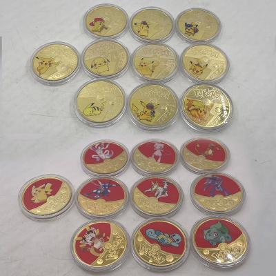 China Boost-Monday Monster Japan 20 Type Pikachu Gold Plated Coin Collectable Original Japanese Anime Challenge Coins New Year Gift Dropshipping for sale