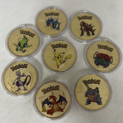 China Japan Japanese Animals Pocket Monster Gold Charizard Pikachu Squirtle Metal Gold Silver Coin Commemorative Push-Monday Coin for sale