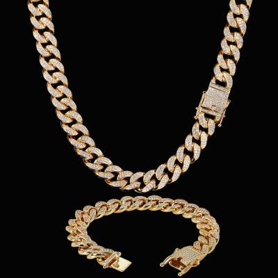 China Hiphop Hip Hop Jewelry Iced Out 12MM Copper Material Miami Cuban Link Chain Necklace For Men And Women for sale