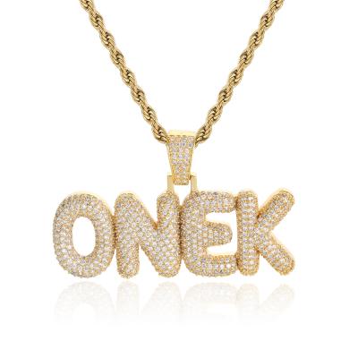 China Hiphop Hip Hop Jewelry Iced Out A-Z Initial Combine Custom Name Letter Small Bubble Pendant Necklace for sale