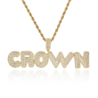 China Hiphop Iced Out Custom Combination Pendant Initial Wand Alphabet Hip Hop Jewelry Letter Pendant Necklace for sale