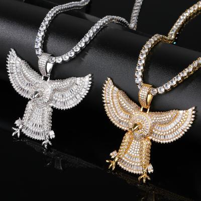 China Hiphop Hiphop Jewelry Bossy Iced Out Zircon Eagle Pendant Necklace Charm Hawk Diamond Tennis Necklace for sale