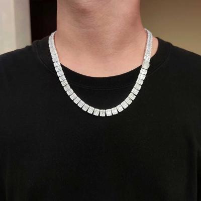 China Hiphop QINUO Hip Hop Iced Out Bundled Chains Mens Tennis 8mm Silver Wand Necklace for sale