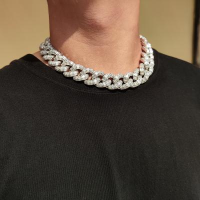 China Hiphop QINUO Hip Hop Jewelry 21MM Outlet High Quality Silver Chunky Necklace Cuban Link Chain for sale