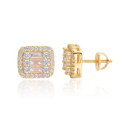 China Hot Selling Hiphop Hip Hop Hitter Jewelry Iced Out Wand Diamond Screw Studs Earrings For Men And Women for sale