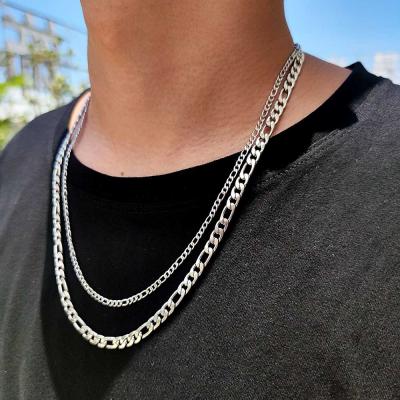 China Hiphop Water Resistant Dropshipping Stainless Steel Jewelry Cable Figaro Chain Necklace For Men And Women for sale