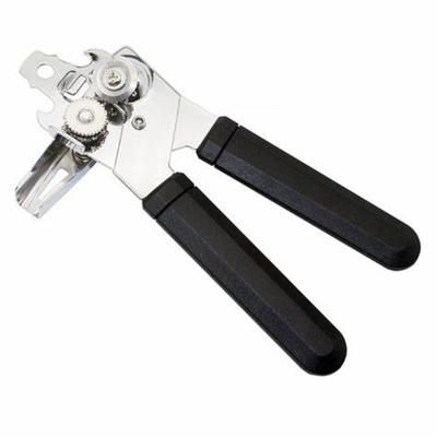 China Sustainable high quality multifunctional chrome plated stainless steel powerful manual can opener with black handle for sale