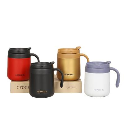 China Viable Wholesale Custom Vacuum Insulated Portable Coffee Mug Stainless Steel Mug Office Cup With Handle And Lid for sale