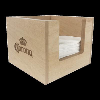 China Hot Promotional Custom Paper Organizer Viable Wooden Bar Caddy Logo Printed Bar Napkin Holder for Kitchen or Bar Accessory for sale