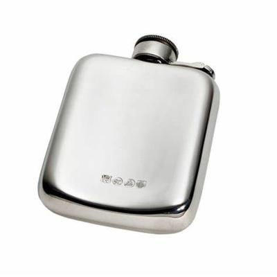 China Disposable Luxury Etched Traditional Solid Single Liquor Tin 4 Ounce 6 Ounce Hip Flask for sale