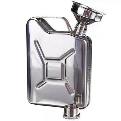 China 5 oz portable gas stainless steel sliver liquor disposable screw can shape hip flask with funnel for sale