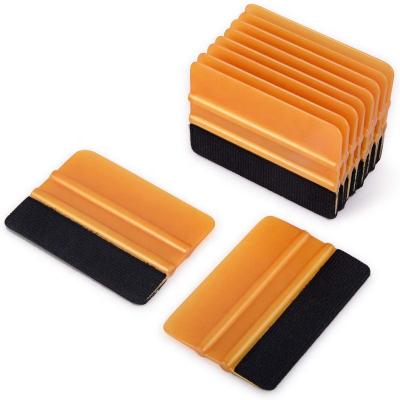 China Sustainable Car Wrapping Tool High Quality Yellow Vinyl Squeegee With Cloth Felt Squeegees for sale