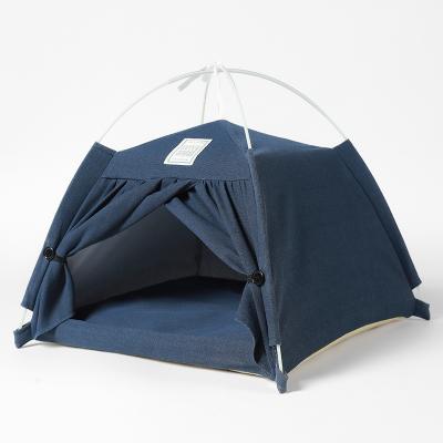 China 2021 Waterproof New Style Pet Tent Bed For Small Cat Cave Houses For Indoor Kitten Teepee Removable Cotton And Canvas Tent for sale