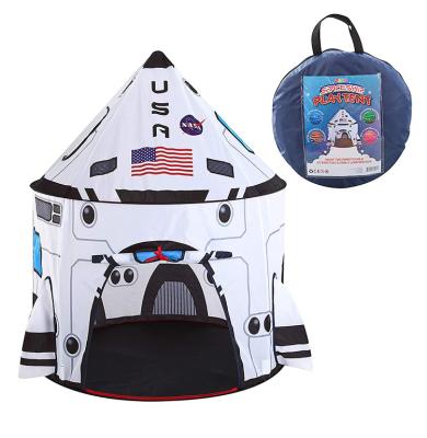 China Easy Install 2021 Best Rocket Spaceship White Pop Up Kids Rocket Tents Playhouse Tent For Kids Indoor Play for sale