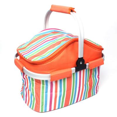 China Amazon Film Shopping Bag Outdoor Aluminum Striped Oxford Fabric Capacity Insulated Picnic Viable Hot Selling Basket for sale