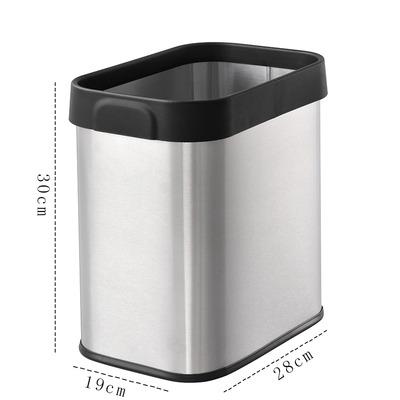 China Durable 13L Kitchen Trash Can Office Waste Basket Stainless Steel Ultrathin No Lid Trash Can for sale