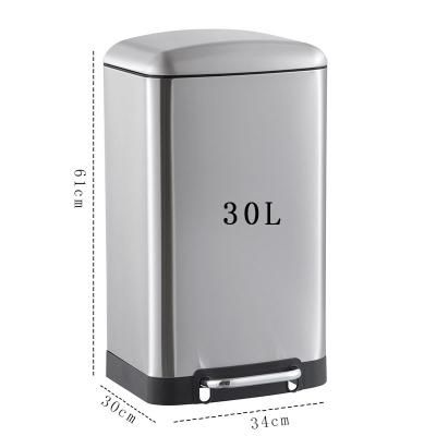 China 30L Kitchen Trash Bin Stainless Steel Trash Can Sensor Stainless Steel Foot Operated Trash Can for sale