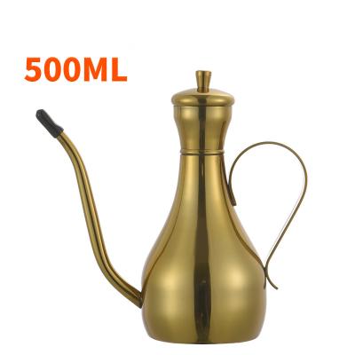 China 2022 Contemporary Hot Selling Golden 500Ml Stainless Steel Soy Sauce Pot Swan Mouth Oil Jar for sale