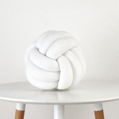 China Nordic 100% Polyester With Soft Filling Inside Decorative Plush Toy Throw Knot Ball Pillow Logo Cushion Adults Round Bedroom Custom Made for sale