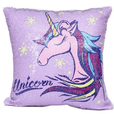 China Sequin Pillow In Stock More 5 Designs Home Decorative Rainbow Colors Unicorn Sequins Pillow Cases Reversible Magical for sale