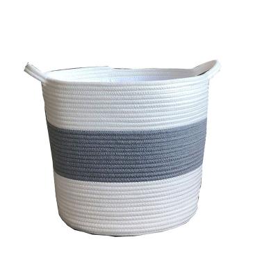 China Living Room Living Room Decorative Woven Bathroom Cotton Rope Basket with Handles for Books Magazines Toys for sale