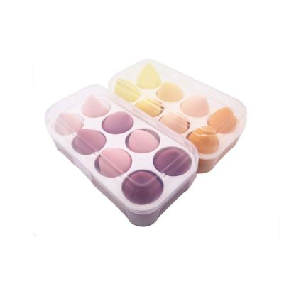 China Popular 8PCS/Box Makeup Facial Foundation Beauty Make Up Sponges Colors Set With Egg Box Beauty Foundation Facial Blend Make Up Sponge Case Set for sale