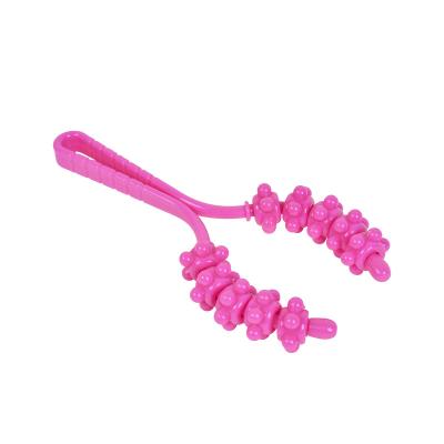 China Mauri Body Rose Red Plastic Massage Tools Y Shape Self Face And Neck Massage Roller Plastic Pressure Point Massager 