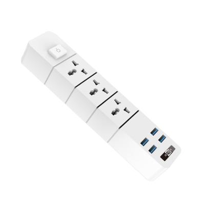 China Fireproof Door PC Price Good Material Quality 110v-250v Rated White 3 Voltage Band Power Socket With 4 Way Usb Power Socket for sale