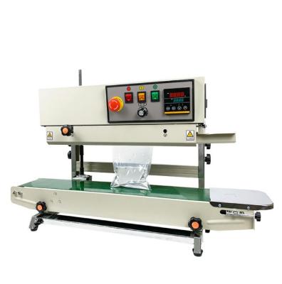 China FR-990 Food Bag Sealer Food Plastic Bag Strip Sealing Machine Stand Vertical Pouch Sealing Machine for sale