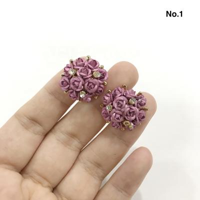 China Viable Fashion Clothing Colorful Rose Metal Sewing Buttons 20mm Rhinestone Button For Women Clothes for sale