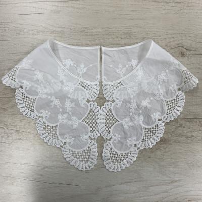 China New Viable Lace Collar Dyed With White Milk Silk Polyester Embroidered Lace Collar For Clothes Decor Diy Kid Shirt for sale